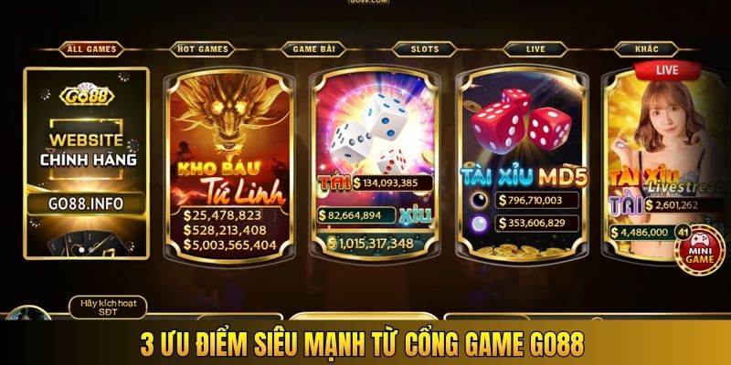 3 ưu điểm siêu mạnh từ cổng game GO88