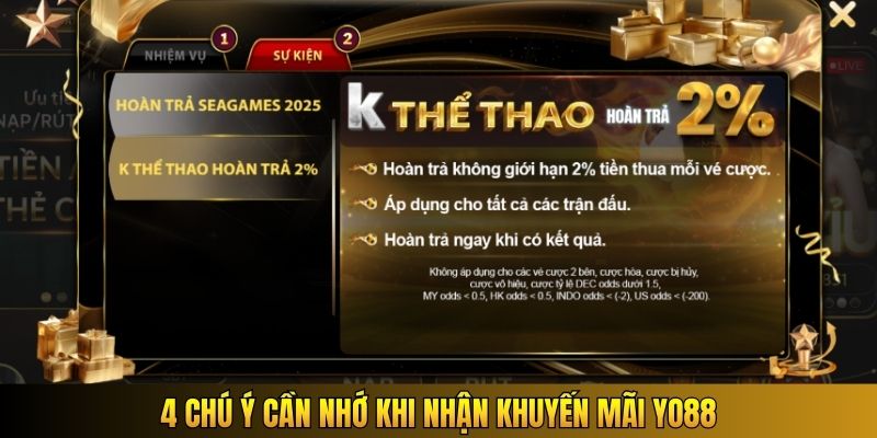 4 chú ý cần nhớ khi nhận khuyến mãi Yo88