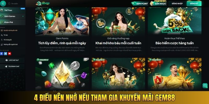 4 điều nên nhớ nếu tham gia khuyến mãi Gem88