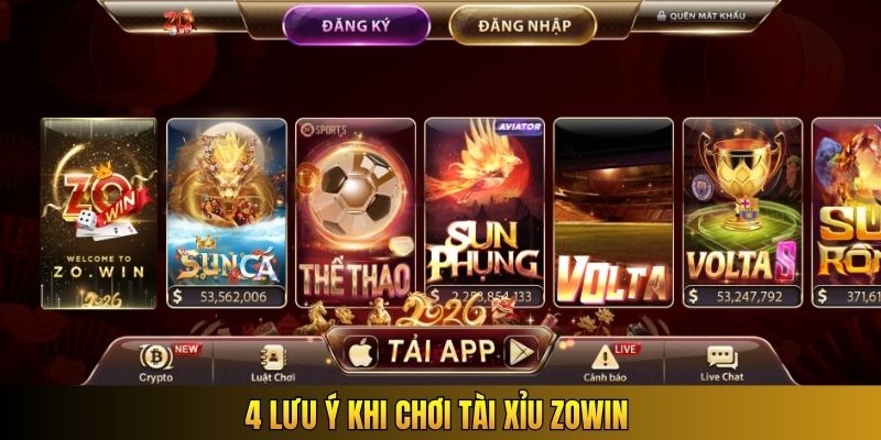 4 lưu ý khi chơi tài xỉu Zowin