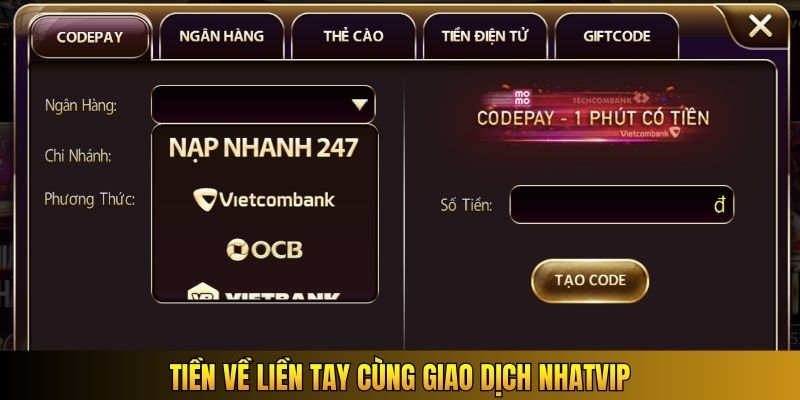 Tiền về liền tay cùng giao dịch Nhatvip